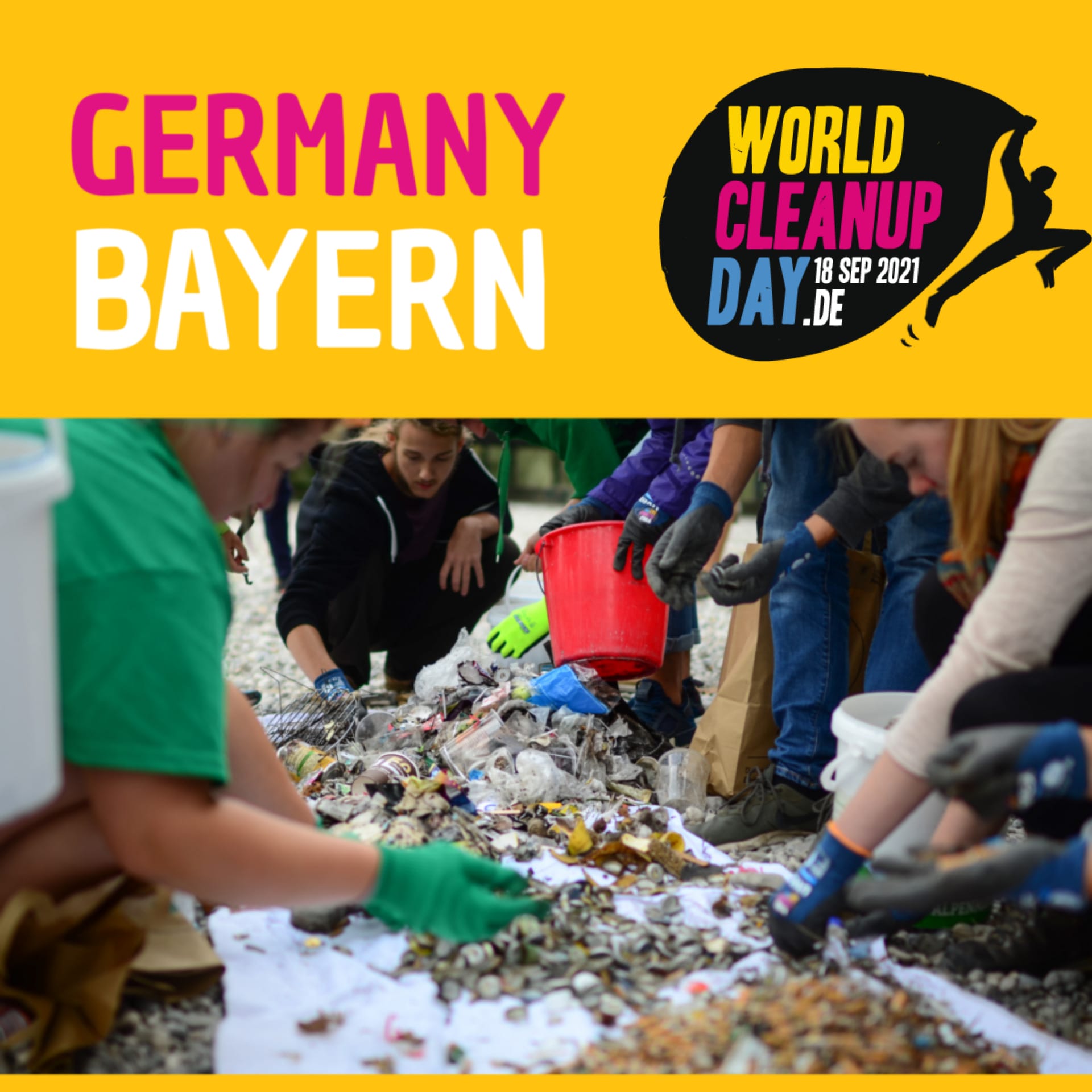 Müllsammelaktion zum World Cleanup Day 2021 in Unterföhring (Bayern)