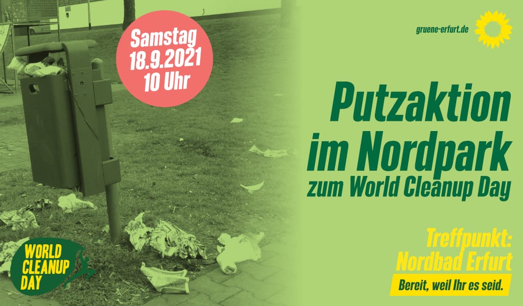 Putzaktion im Nordpark zum World Cleanup Day (Thüringen)